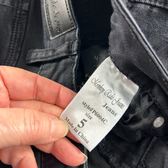 Monkey Ride Jeans Juniors Size 5 Black Skinny Denim Stretch Style P6004C Inseam - Picture 6 of 9